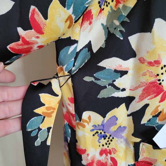 EUC Ava & Viv Size X (14) Open Belted Tie Wrap Jacket Pockets Collar Floral - Picture 9 of 16